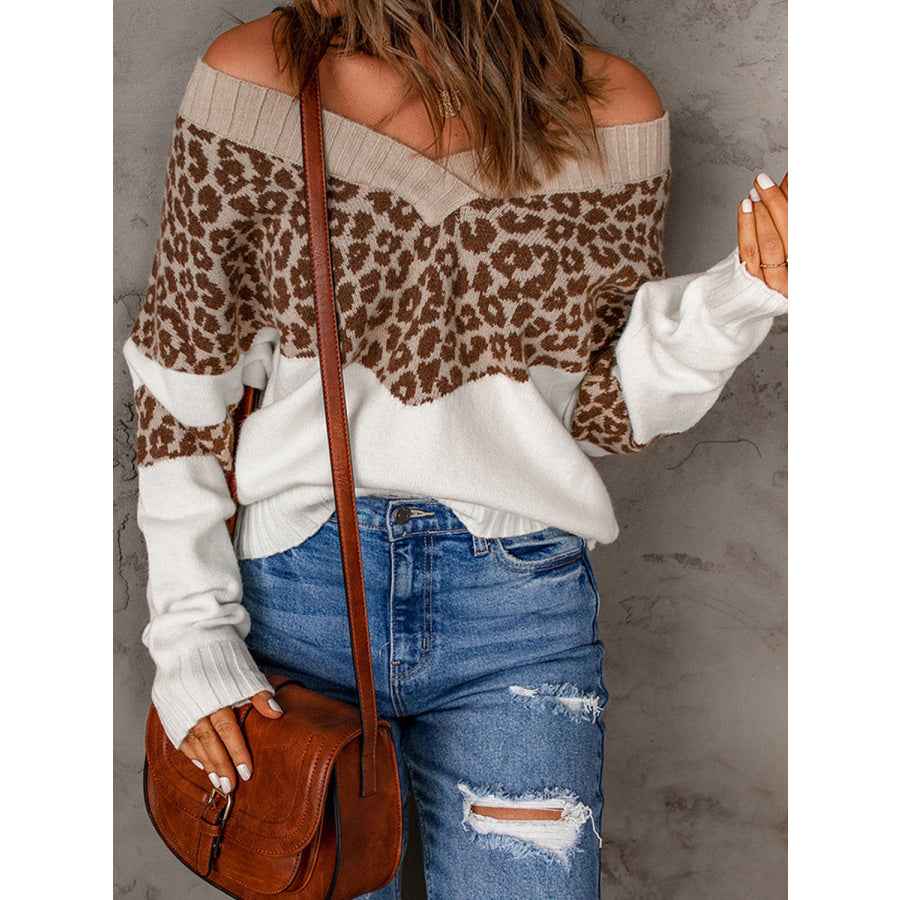 Leopard Long Sleeve Sweater Apparel and Accessories