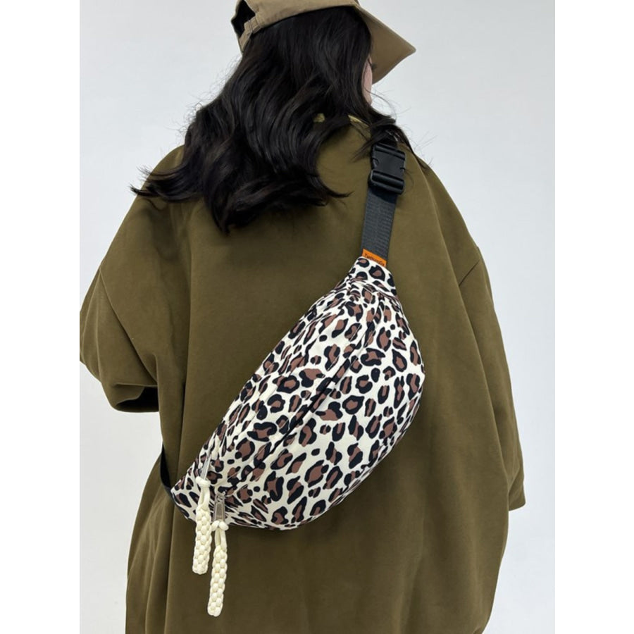 Leopard Nylon Crossbody Bag Ivory / One Size Apparel and Accessories