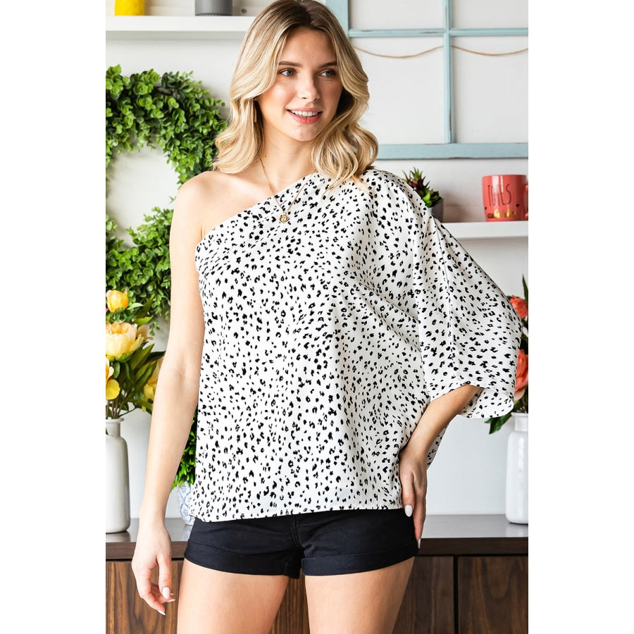 Leopard One-Sleeve Blouse Leopard / S