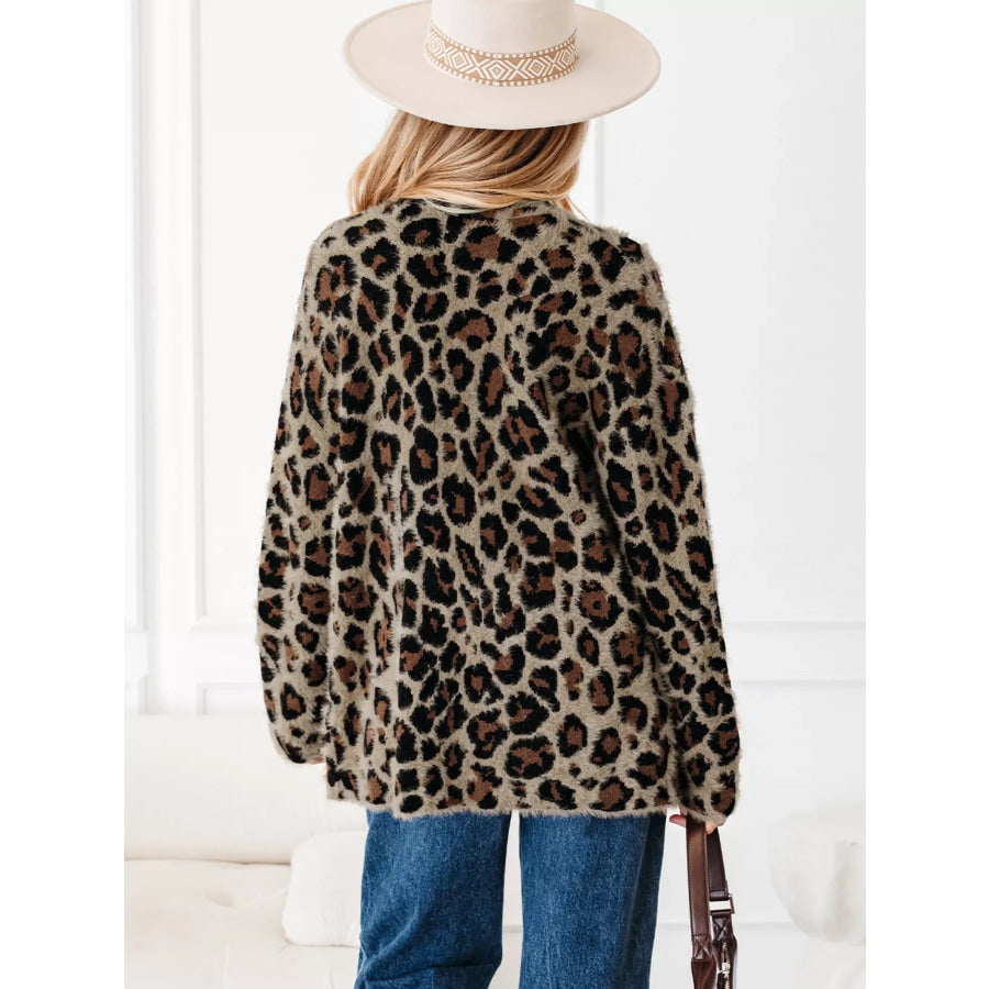 Leopard Open Casual Cardigan Apparel and Accessories
