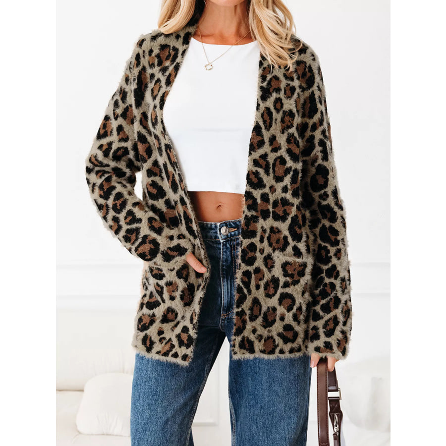 Leopard Open Casual Cardigan Apparel and Accessories