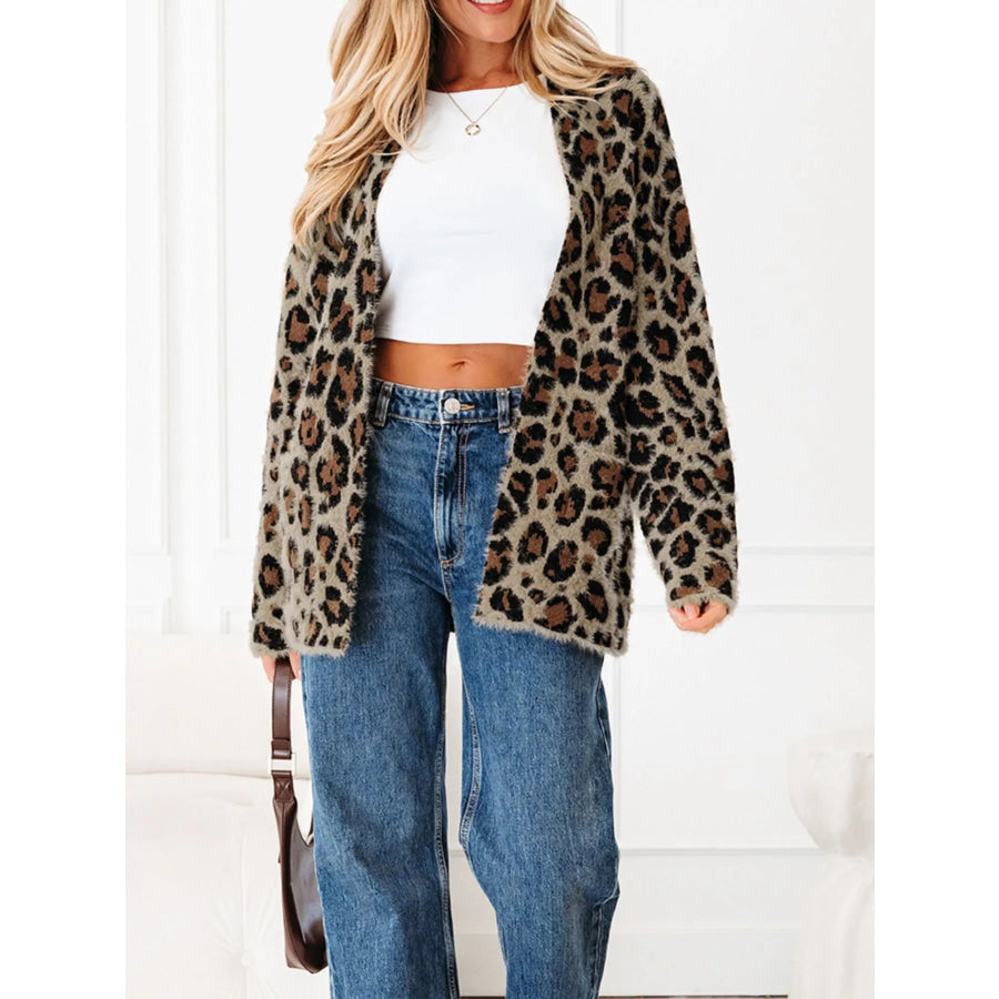 Leopard Open Casual Cardigan Apparel and Accessories