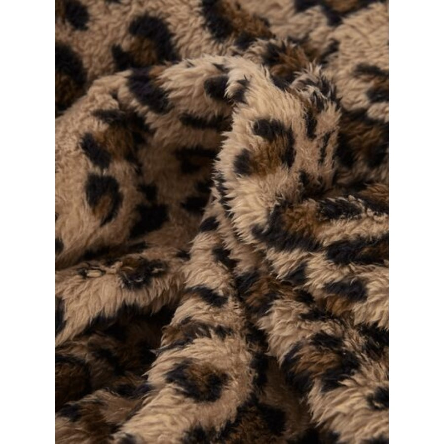 Leopard Open Front Hooded Jacket Clothing