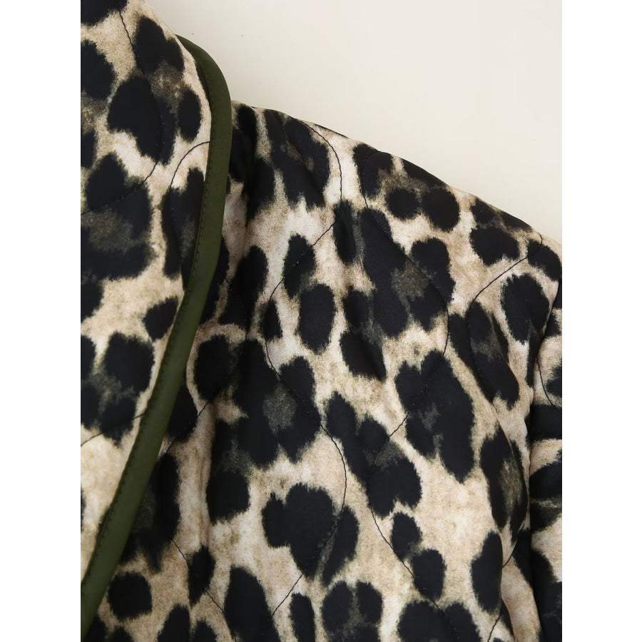 Leopard Open Front Long Sleeve Outerwear Apparel and Accessories