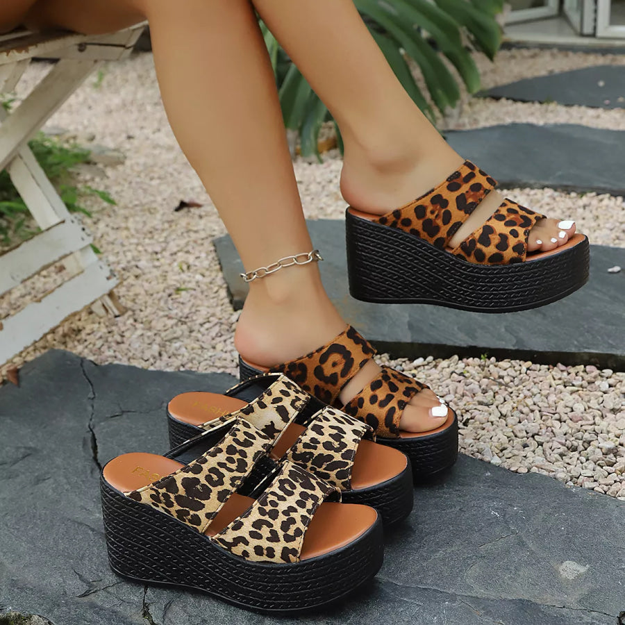 Leopard Open Toe Platform Sandals Apparel and Accessories