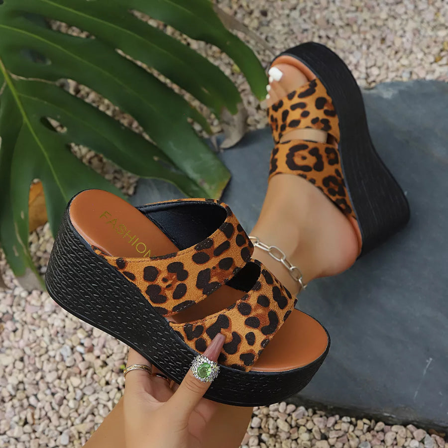 Leopard Open Toe Platform Sandals Apparel and Accessories