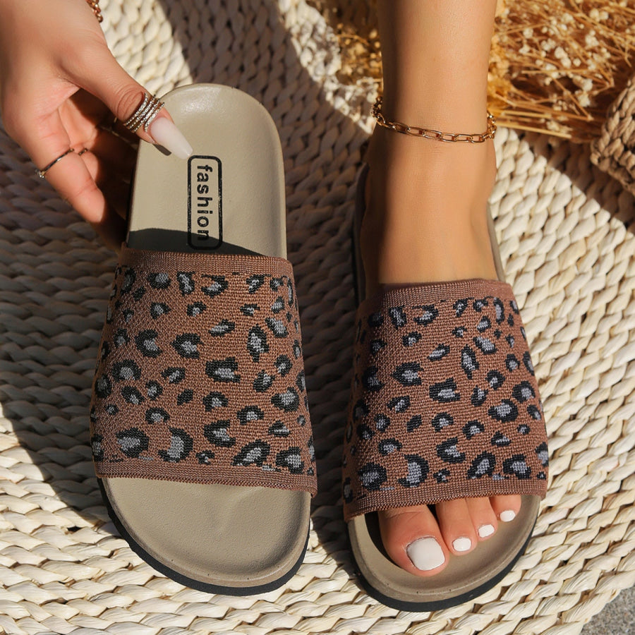 Leopard Open Toe Sandals Chestnut / 35(US4) Apparel and Accessories