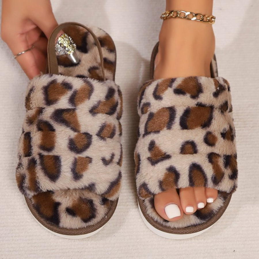 Leopard Open Toe Slippers Khaki / 36(US5) Apparel and Accessories