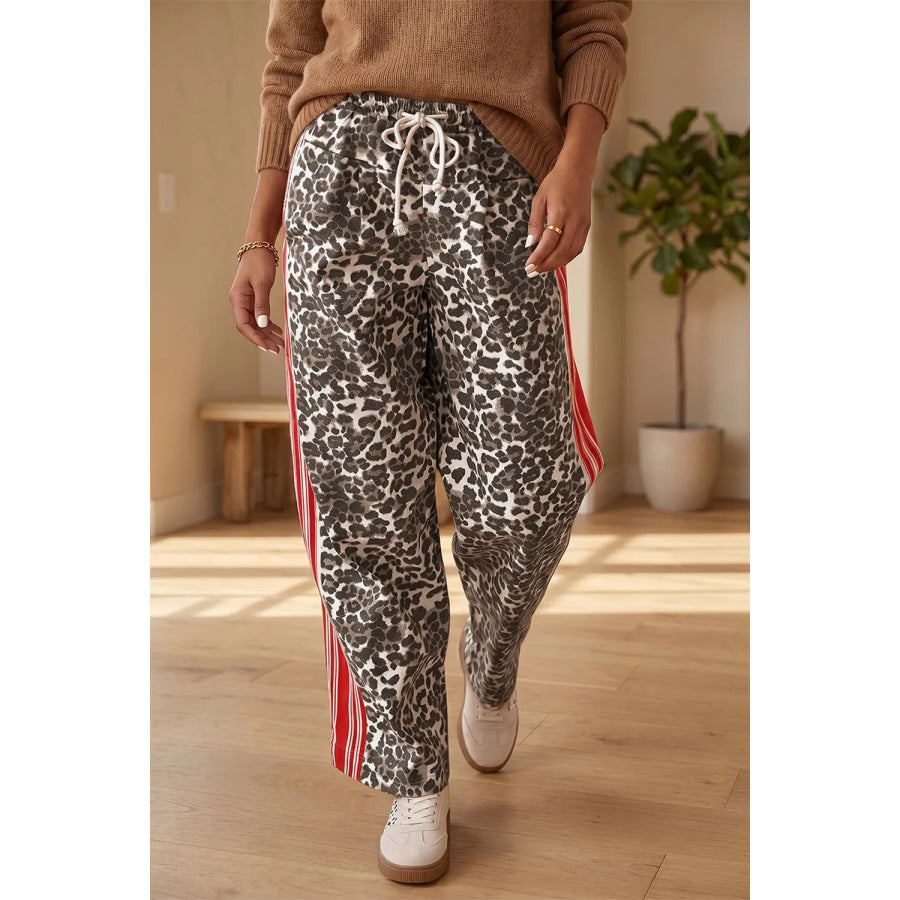 Leopard Patchwork Elastic Waist Jeans Leopard / 4 Apparel and Accessories