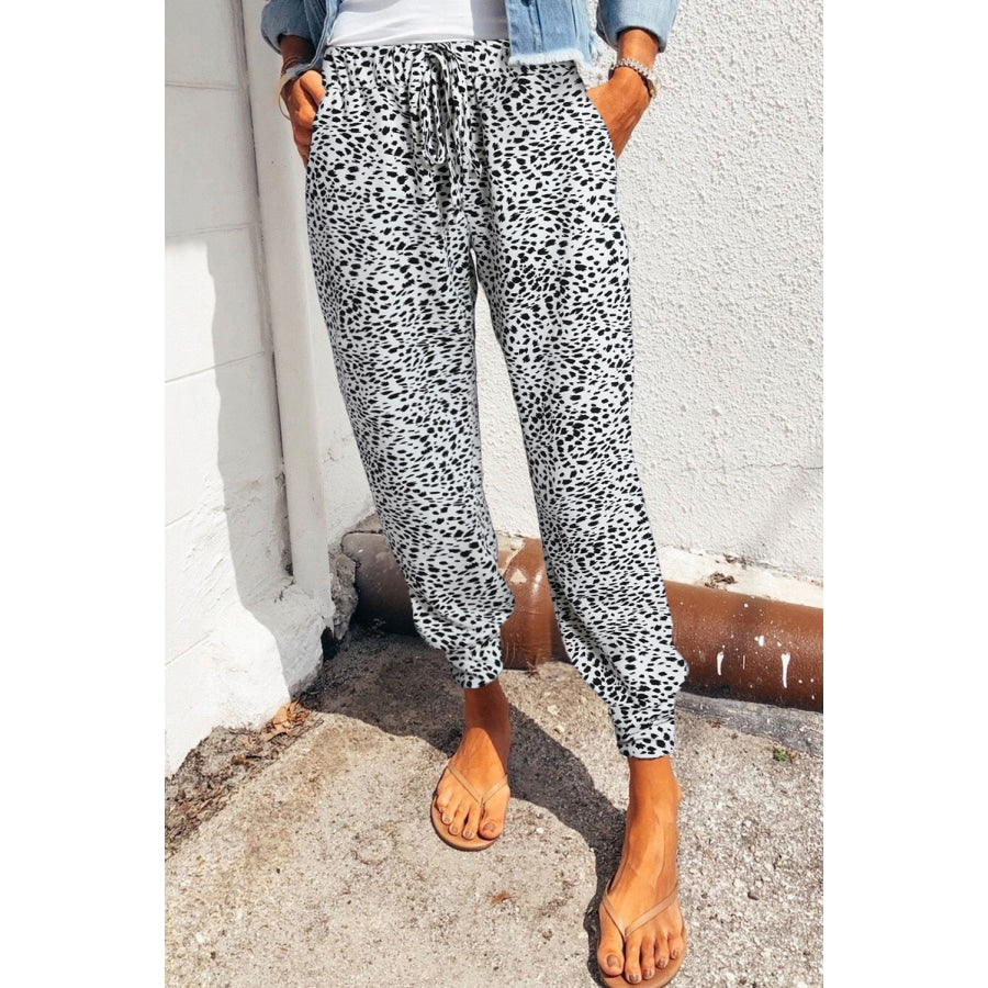 Leopard Pocketed Long Pants Cloudy Blue / S
