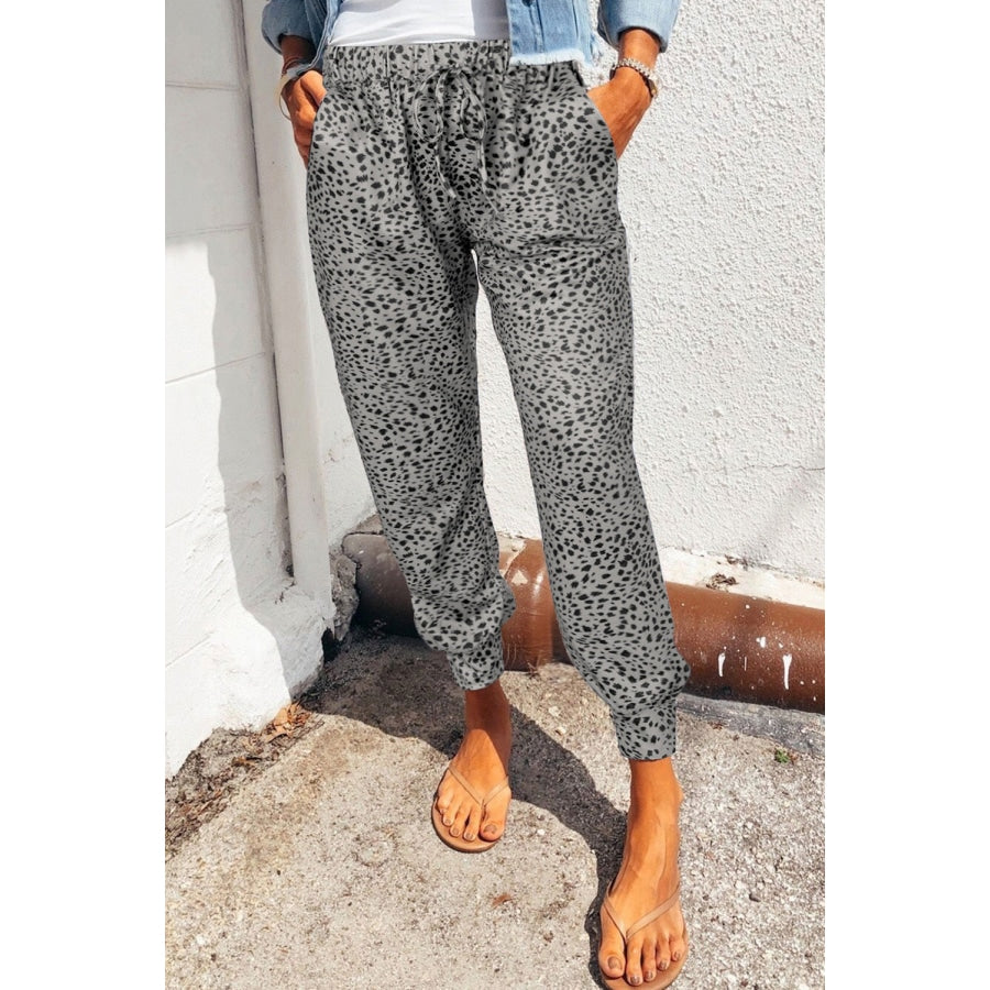 Leopard Pocketed Long Pants Heather Gray / S