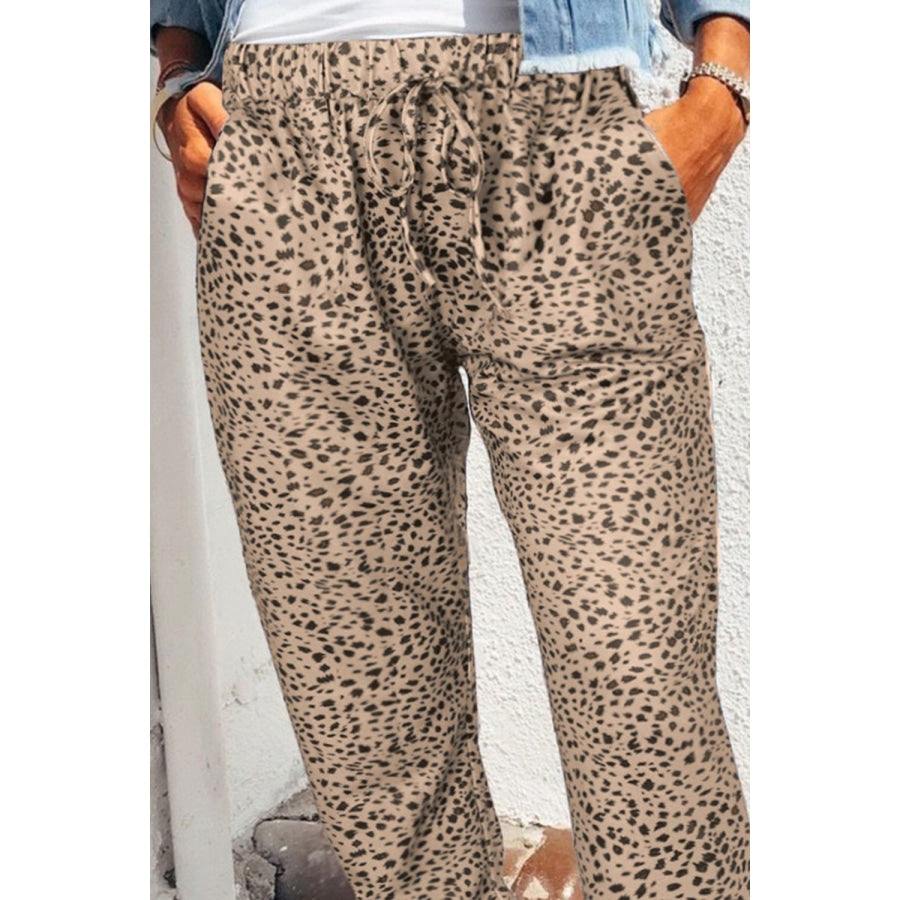 Leopard Pocketed Long Pants