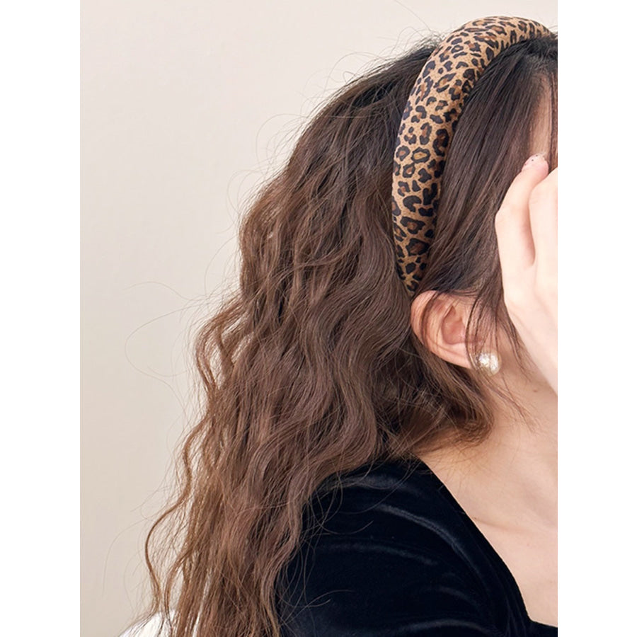 Leopard Polyester Wide Headband Apparel and Accessories