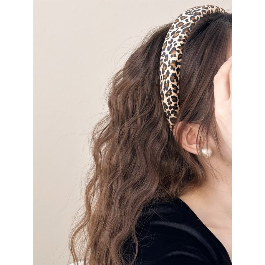 Leopard Polyester Wide Headband Apparel and Accessories