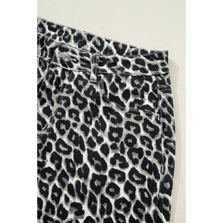 Leopard Print Barrel Jeans