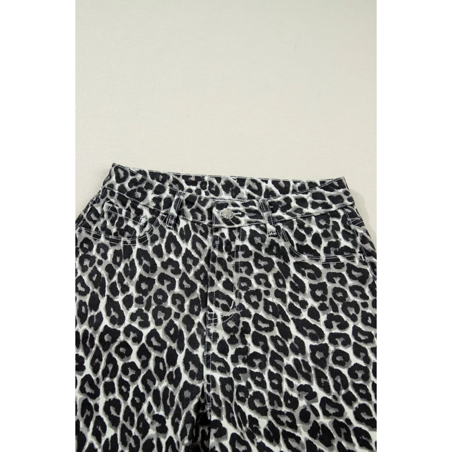 Leopard Print Barrel Jeans