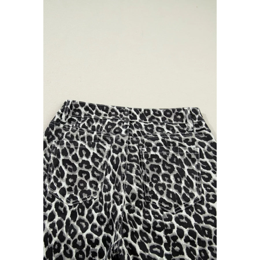 Leopard Print Barrel Jeans