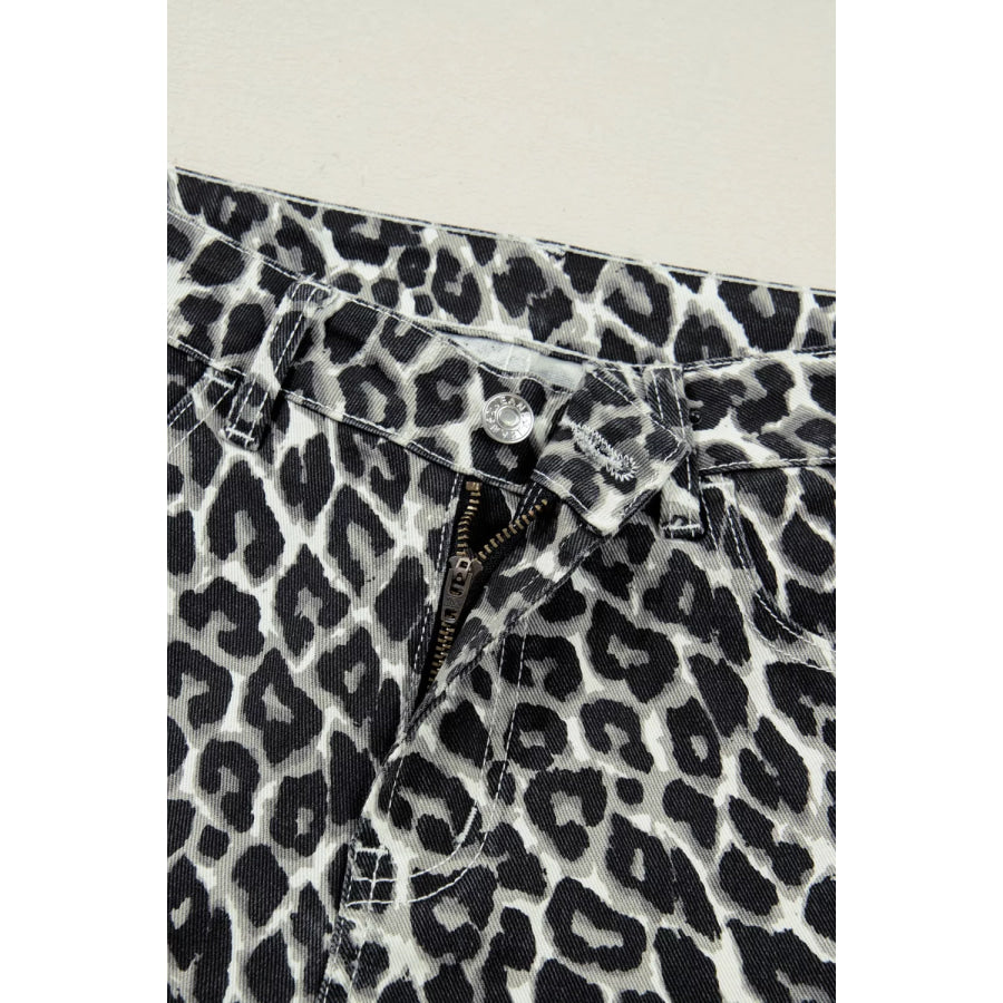 Leopard Print Barrel Jeans