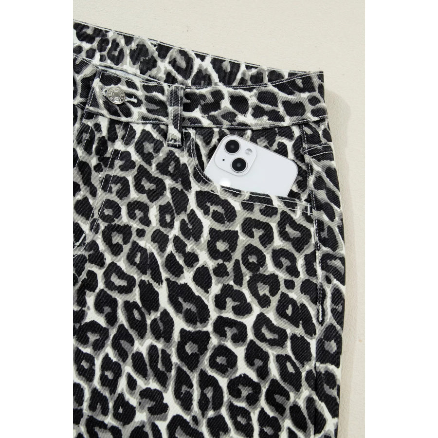 Leopard Print Barrel Jeans