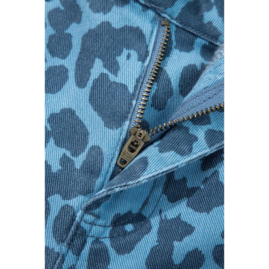 Leopard Print Barrel Leg Jeans Apparel and Accessories
