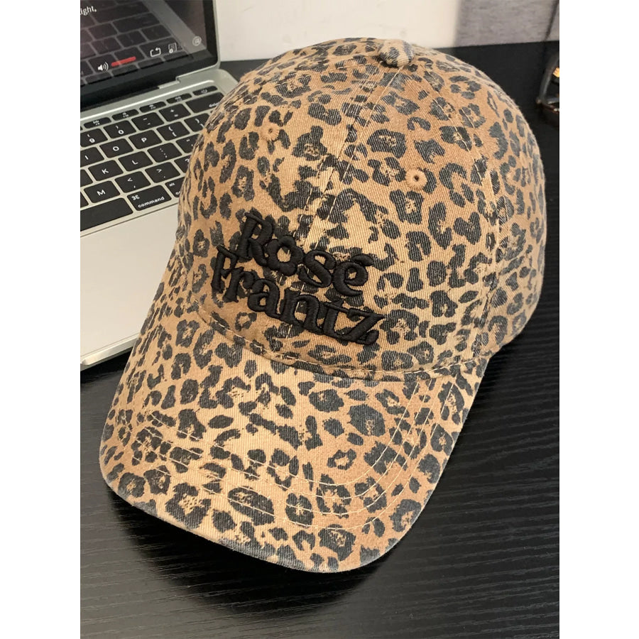 Leopard Print Baseball Cap with Embroidered Letter Leopard / One Size Apparel and Accessories