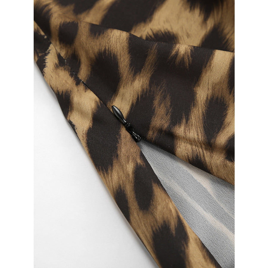 Leopard Print Bodycon Maxi Skirt Apparel and Accessories
