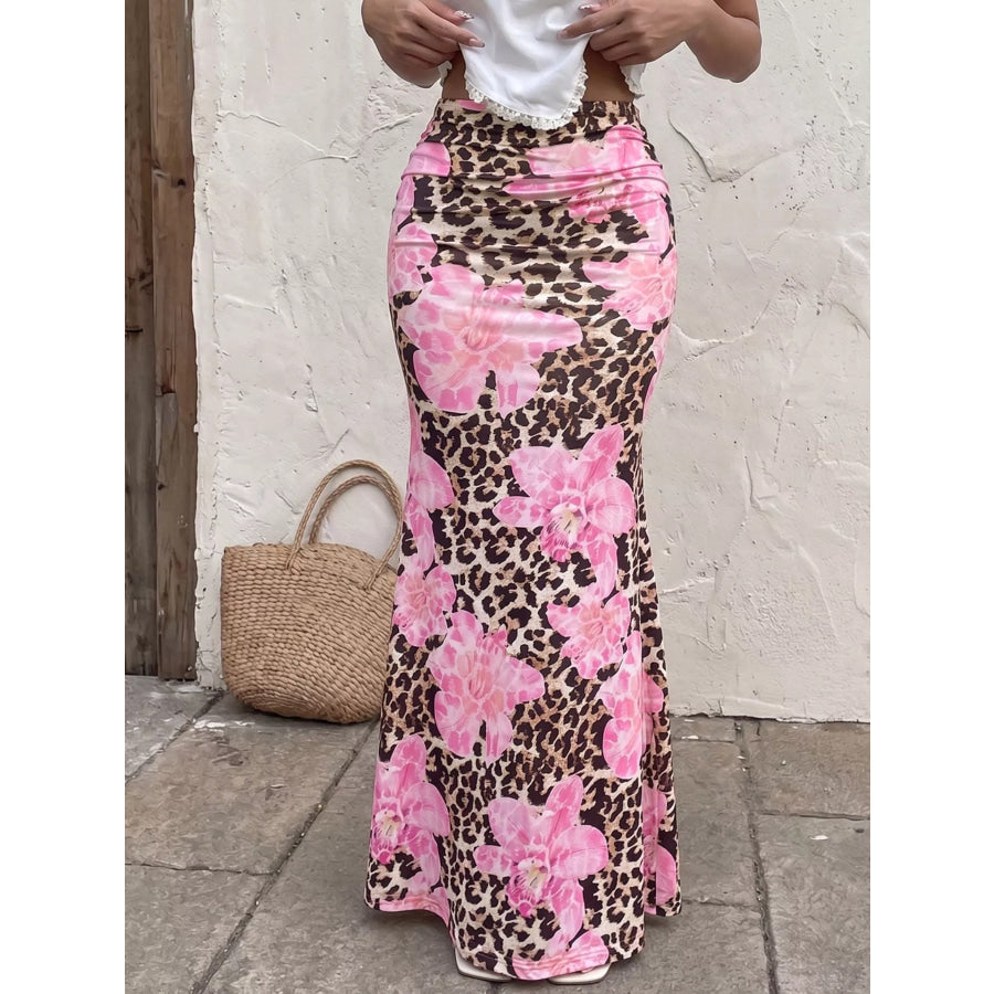Leopard Print Bodycon Maxi Skirt Apparel and Accessories