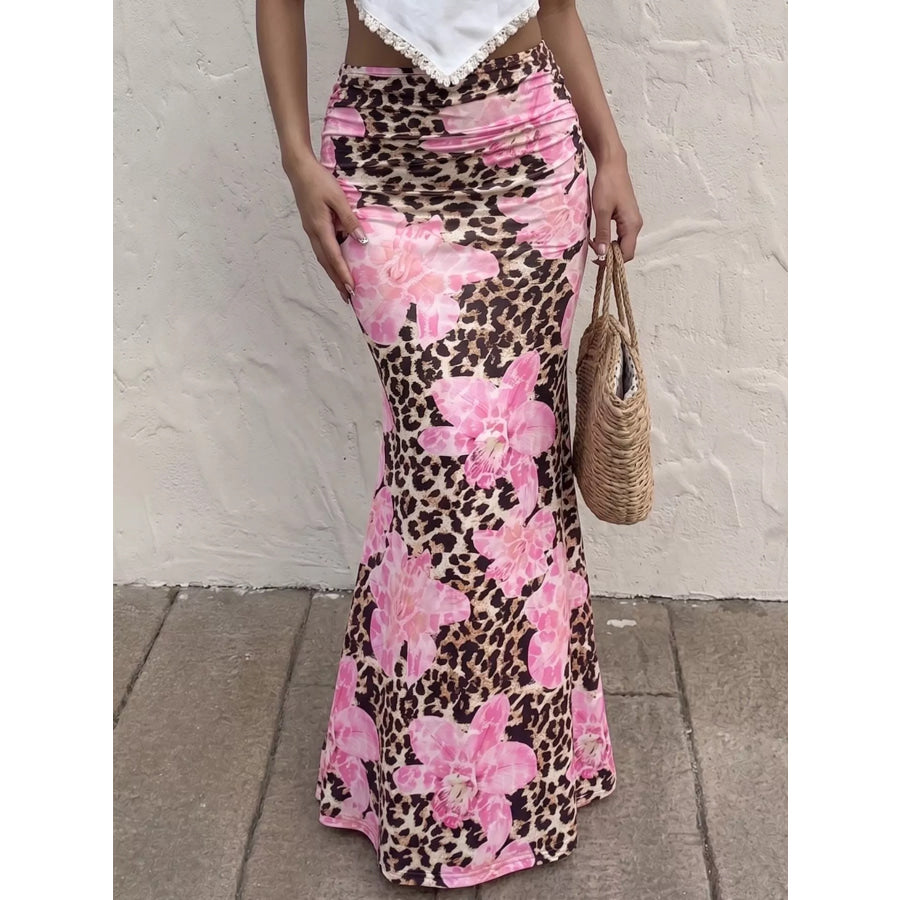 Leopard Print Bodycon Maxi Skirt Apparel and Accessories