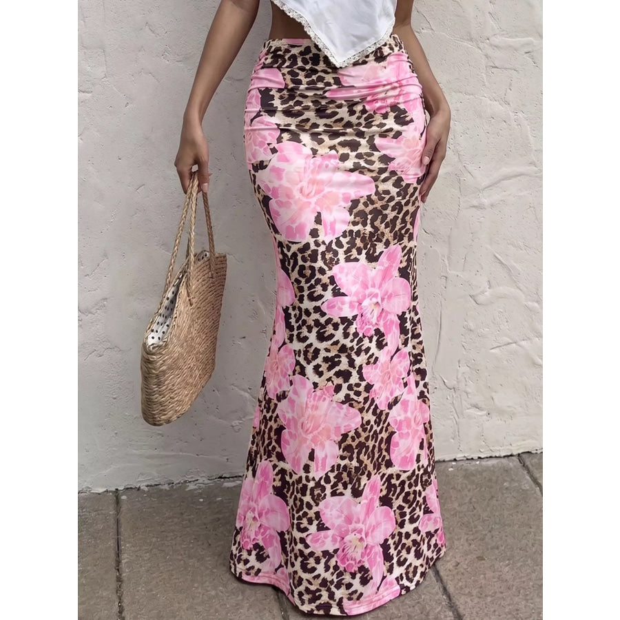 Leopard Print Bodycon Maxi Skirt Apparel and Accessories