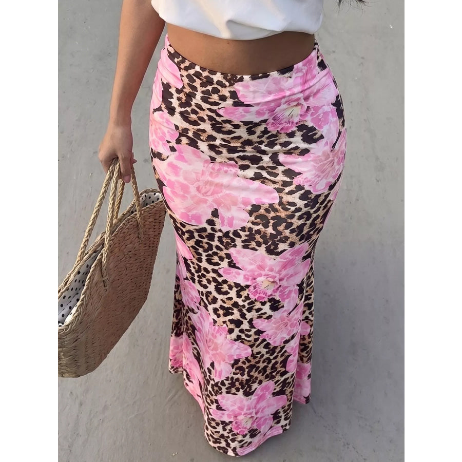 Leopard Print Bodycon Maxi Skirt Apparel and Accessories