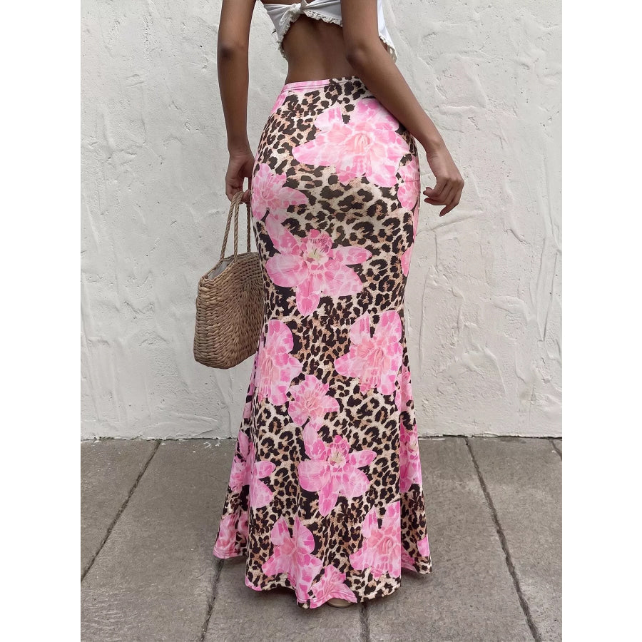 Leopard Print Bodycon Maxi Skirt Apparel and Accessories