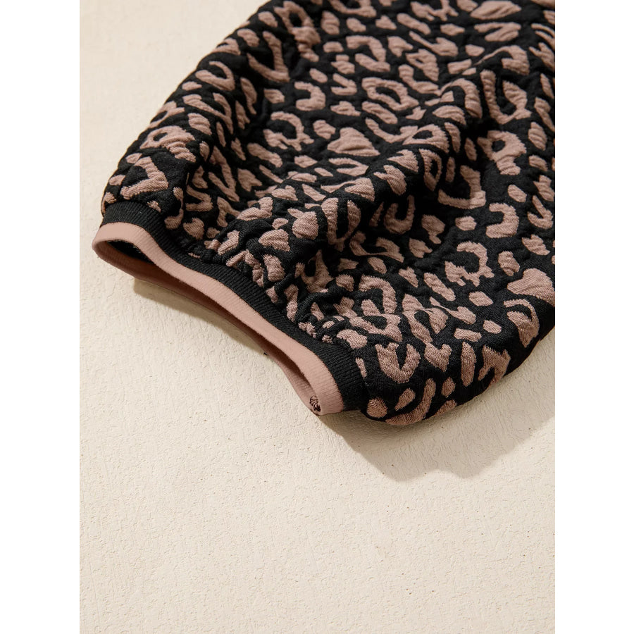 Leopard Print Bubble Sleeve Shift Mini Dress Apparel and Accessories