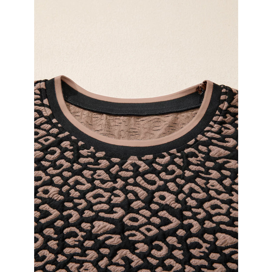 Leopard Print Bubble Sleeve Shift Mini Dress Apparel and Accessories
