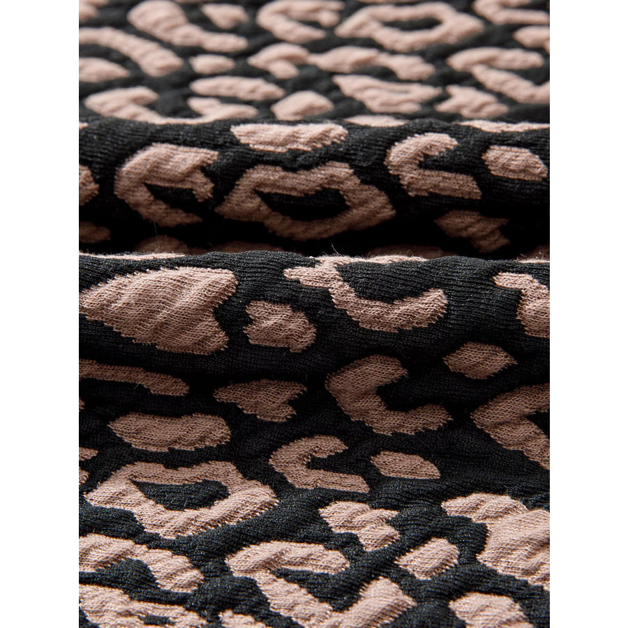 Leopard Print Bubble Sleeve Shift Mini Dress Apparel and Accessories
