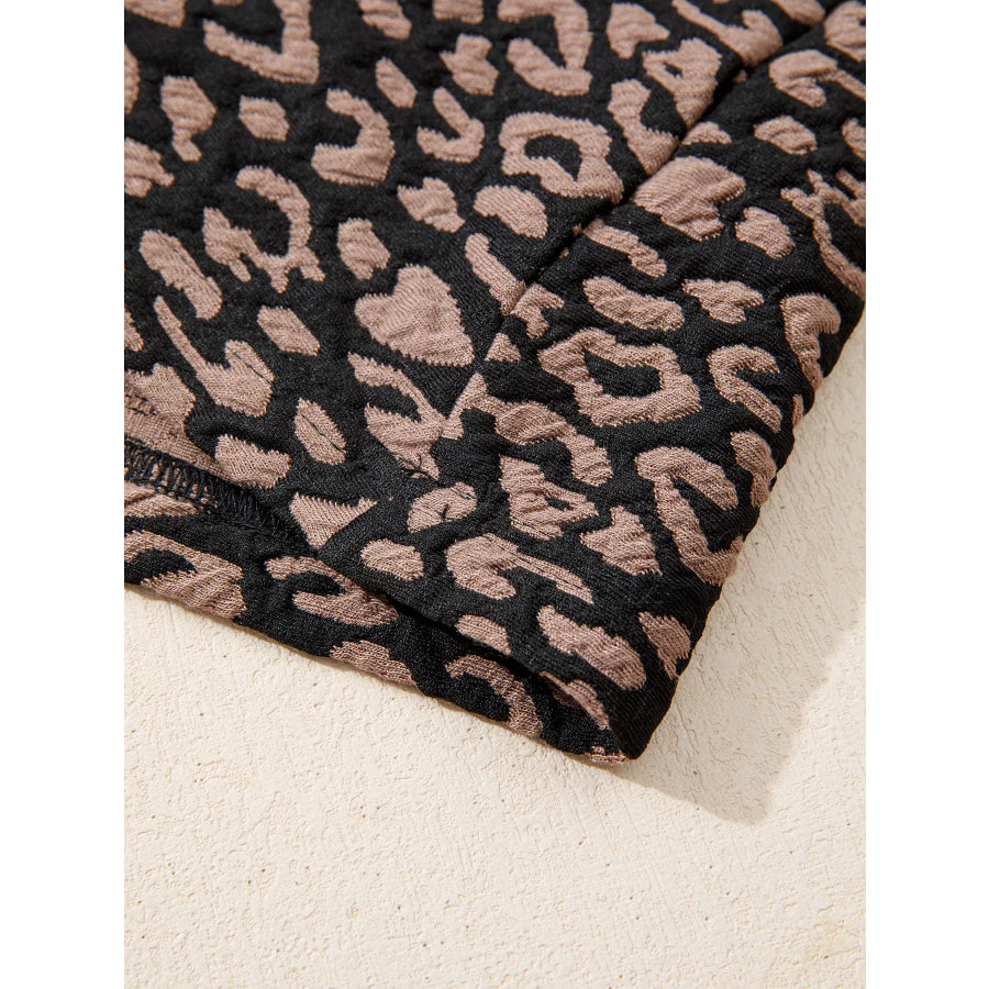Leopard Print Bubble Sleeve Shift Mini Dress Apparel and Accessories