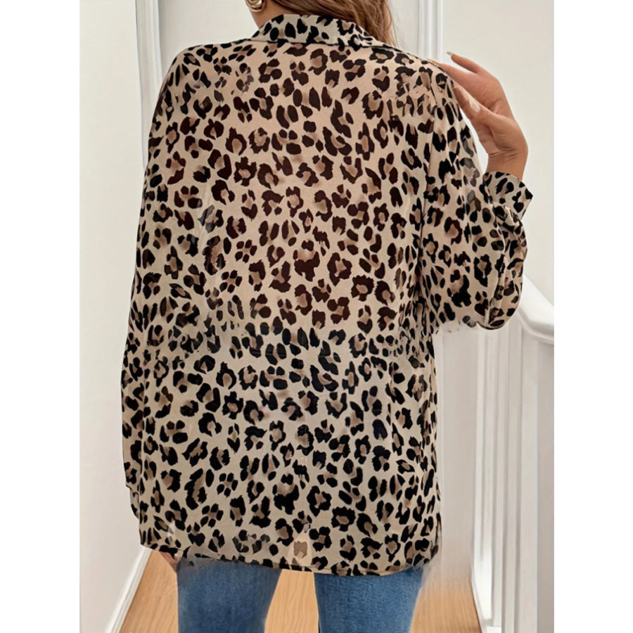 Leopard Print Button-Down Long Sleeve Shirt Apparel and Accessories