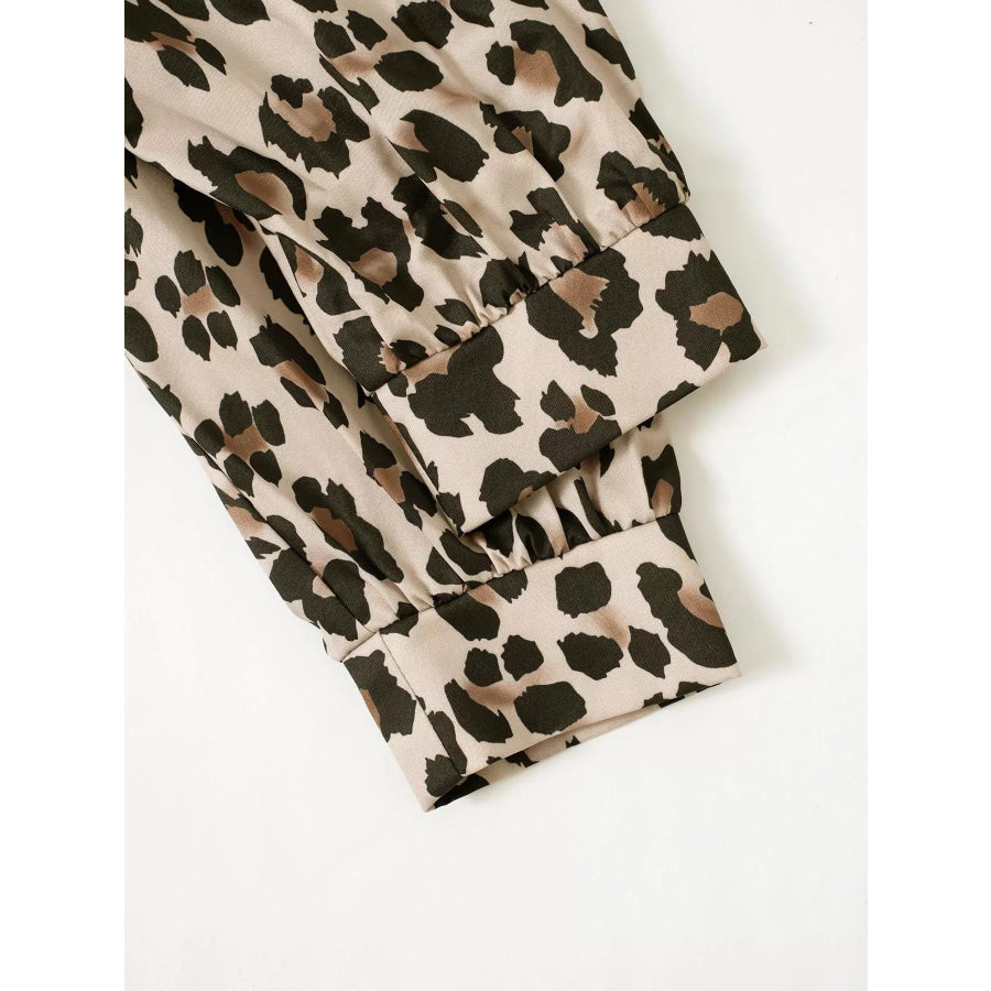 Leopard Print Button-Down Long Sleeve Shirt Apparel and Accessories
