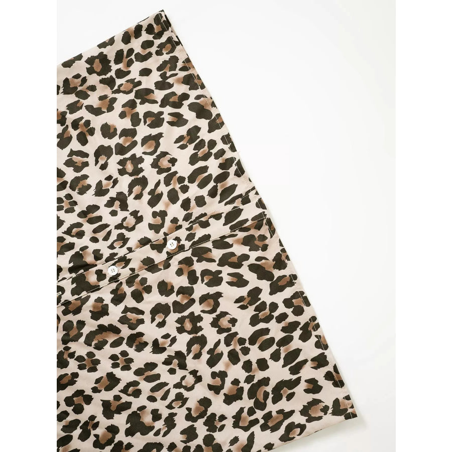Leopard Print Button-Down Long Sleeve Shirt Apparel and Accessories