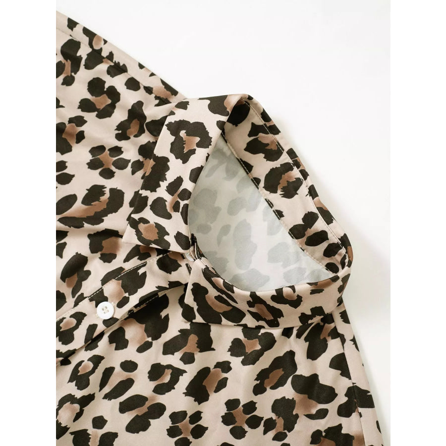 Leopard Print Button-Down Long Sleeve Shirt Apparel and Accessories