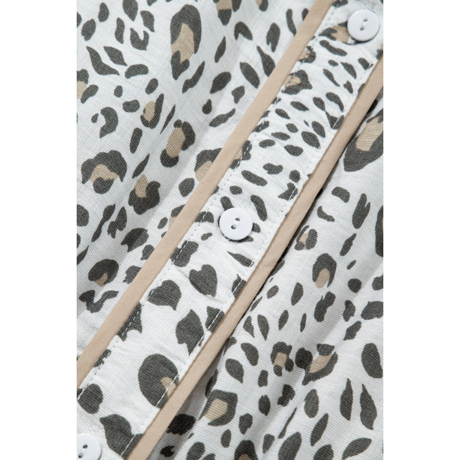 Leopard Print Button-Down Midi Dress Apparel and Accessories