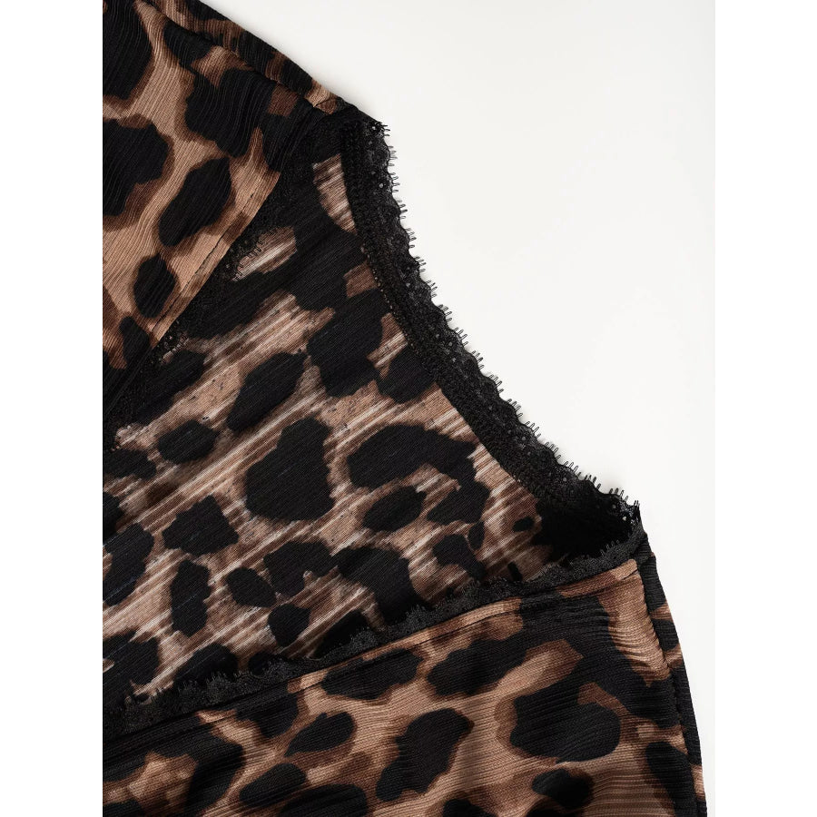 Leopard Print Button-Down Top Apparel and Accessories
