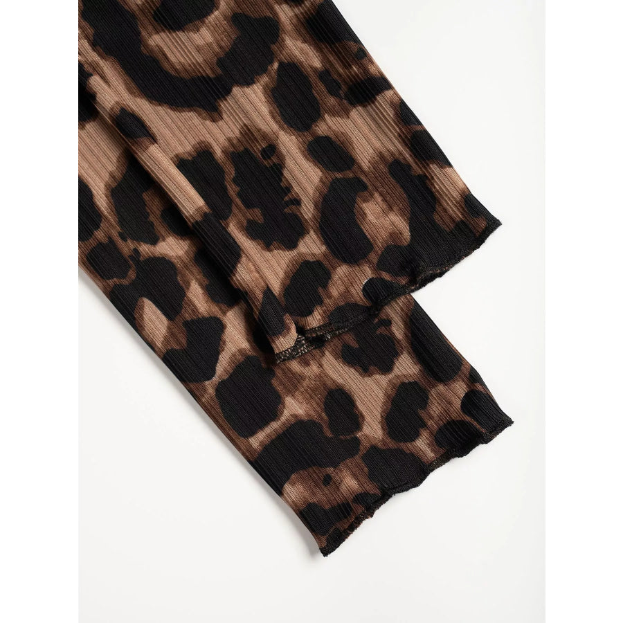 Leopard Print Button-Down Top Apparel and Accessories