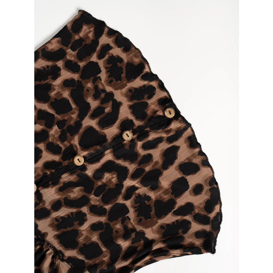 Leopard Print Button-Down Top Apparel and Accessories