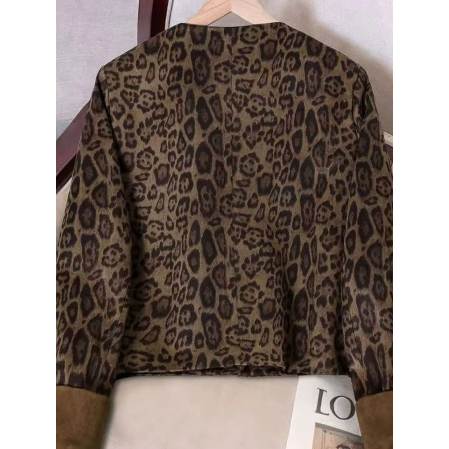 Leopard Print Button-Up Jacket Apparel and Accessories
