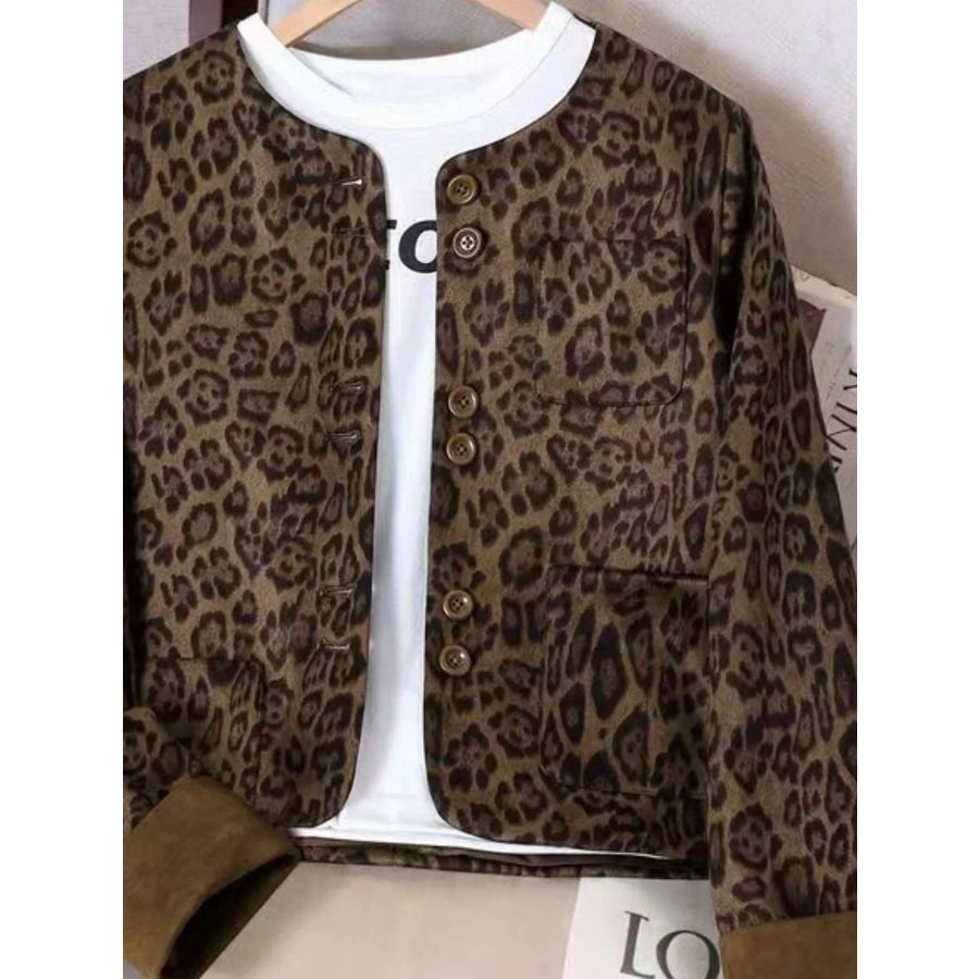Leopard Print Button-Up Jacket Apparel and Accessories