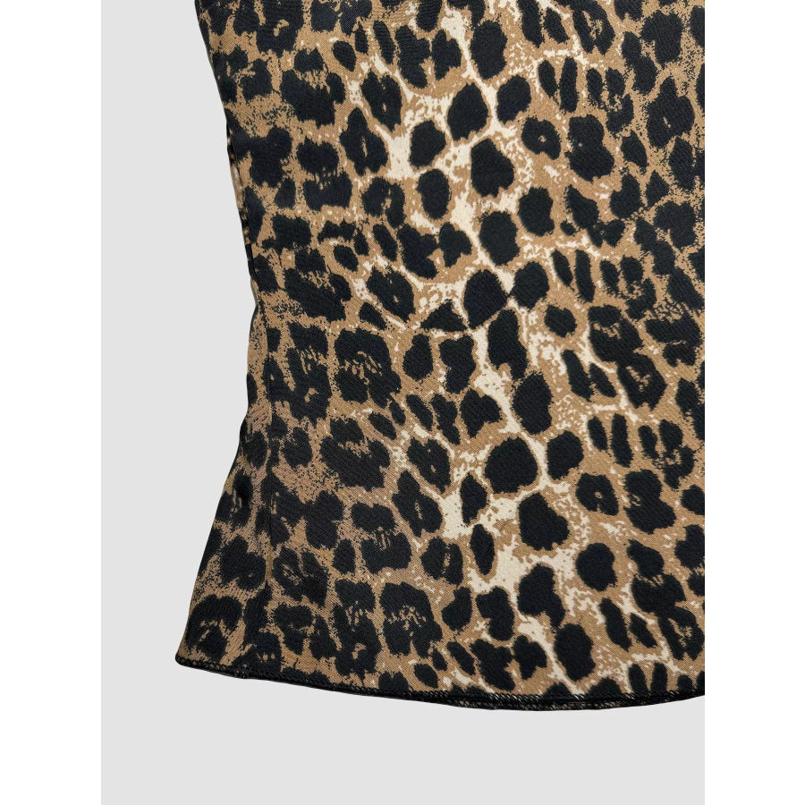 Leopard Print Cami with Back Tie Apparel and Accessories