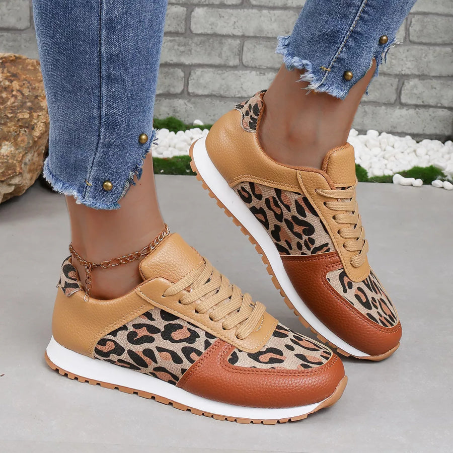 Leopard Print Casual Sneakers Leopard / 36 Apparel and Accessories