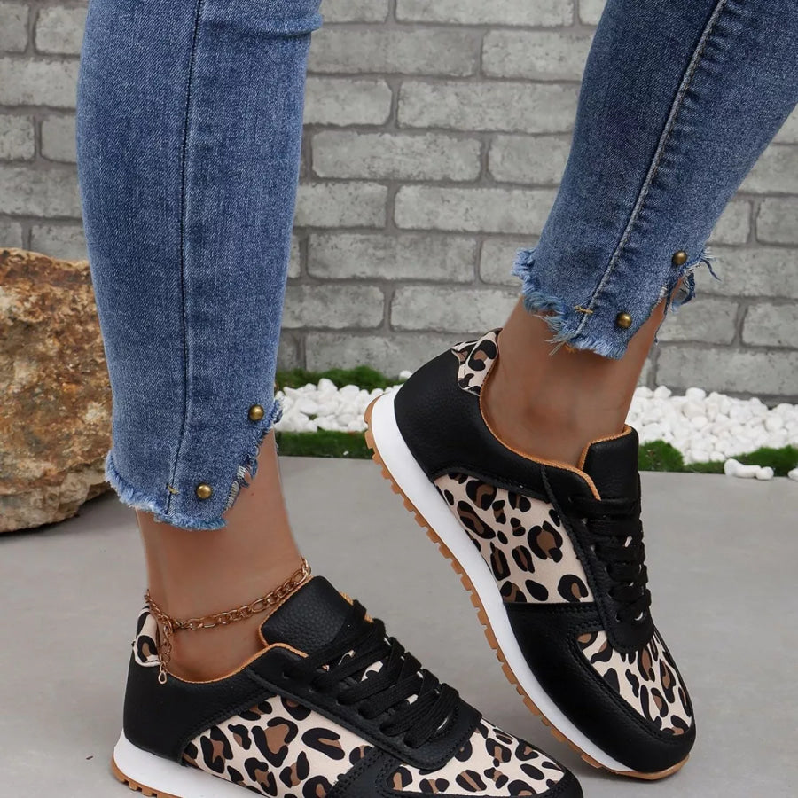 Leopard Print Casual Sneakers Apparel and Accessories