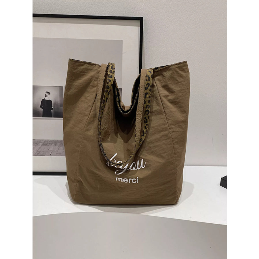 Leopard Print Casual Tote Bag Leopard / One Size Apparel and Accessories