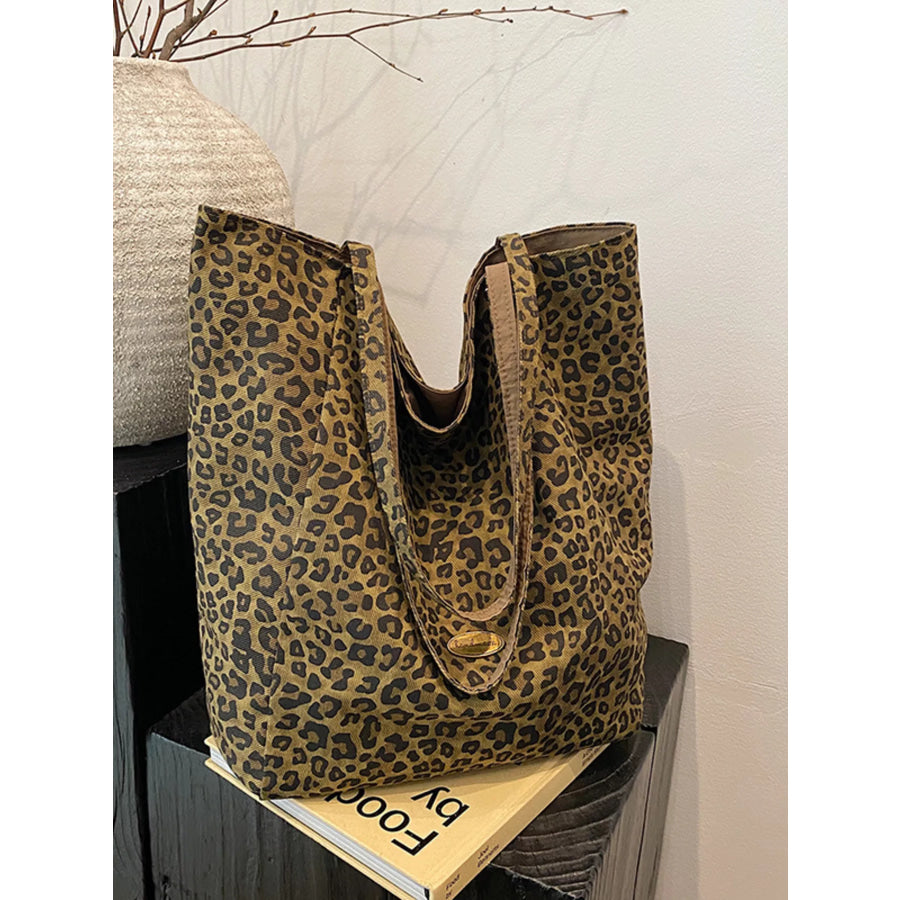 Leopard Print Casual Tote Bag Leopard / One Size Apparel and Accessories